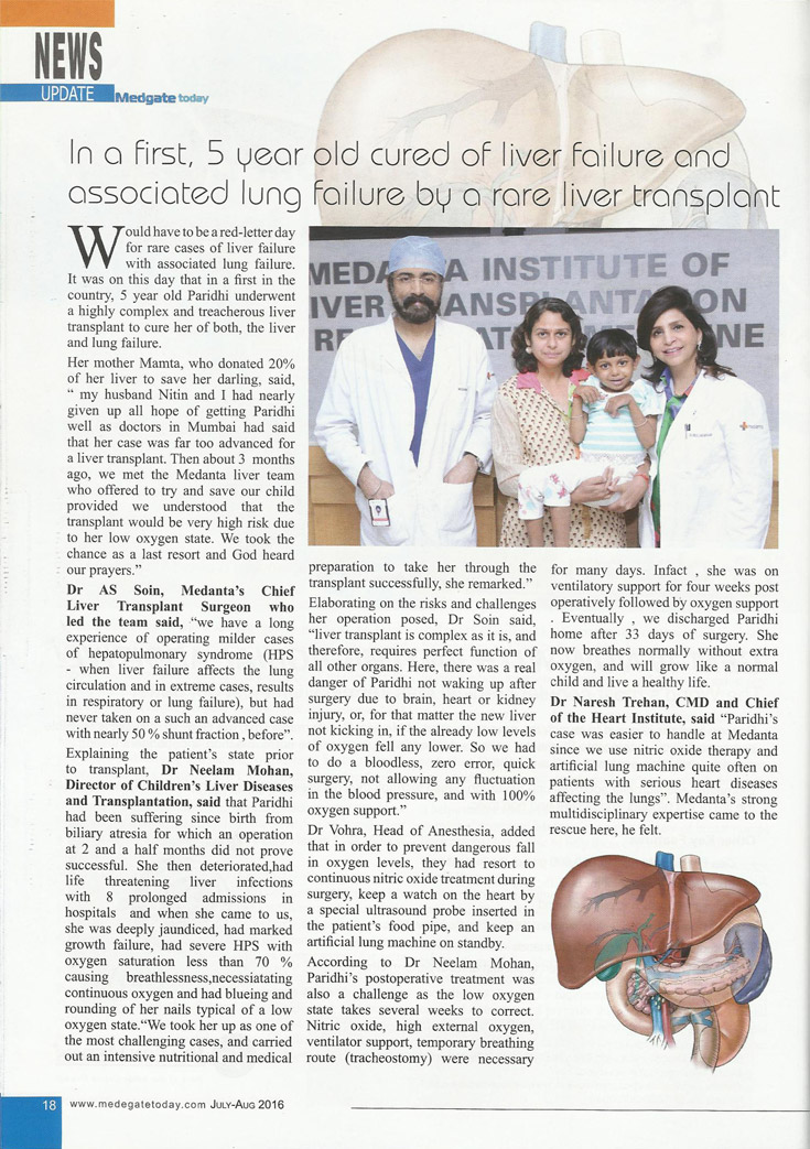 Baby Paridihi Add in Medgate today Magazine Liver and Lung Fail