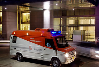 Ambulance arriving at the Medanta Emergency Department